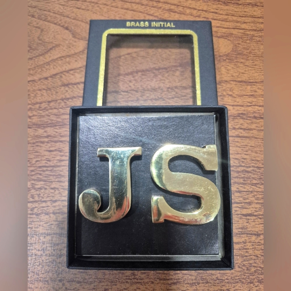 Vintage Swank Brass Initial Paperweights